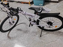 百士盾折疊自行車(chē)成人山地車(chē)公路學(xué)生男變速賽車(chē)越野單車(chē)通勤城市代步女 頂配輻條-白黑【普通胎】 26寸21速【適合身高165-180cm】 曬單實(shí)拍圖