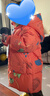 鴨鴨25新款冬裝男童中長(cháng)款羽絨服寶寶小童兒童印花加厚外套 橘色 100 曬單實(shí)拍圖