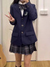 LISM日系jk制服西裝學(xué)院風(fēng)外套襯衫格裙三件套原創(chuàng  )小個(gè)子2026女套裝 黑色西裝+長(cháng)袖襯衫+煙灰格裙送領(lǐng)帶+徽章 S 曬單實(shí)拍圖
