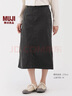 MUJI 女式 彈力燈芯絨 窄裙 長(cháng)半身裙 裙子女裝女款 25年冬季BE1XWA5A 深灰色 M （160/66A） 曬單實(shí)拍圖