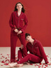 芬騰情侶紅色睡衣女春秋結婚新婚大紅喜慶男本命年長(cháng)袖大碼家居服套裝 棗紅（男）M98032591 L 建議:女110-124斤,男126-146斤 曬單實(shí)拍圖