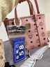 MCM  TONI迷你菜籃子單肩斜挎托特包桃花粉禮物 曬單實(shí)拍圖