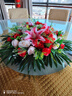 酒店圓桌中間擺花仿真花裝飾花飯店餐桌轉盤(pán)桌面擺件假花花藝 優(yōu)雅紅色圓桌花 60厘米直徑 曬單實(shí)拍圖