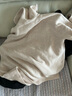 千柏年100%羊毛輕薄針織衫秋冬新款女時(shí)尚連帽毛衣親膚抽繩上衣淺杏L 曬單實(shí)拍圖