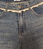UR2025秋季新款女裝休閑丹寧刺繡花邊喇叭牛仔長(cháng)褲UYL850185 藍色 29 曬單實(shí)拍圖