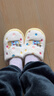 名創(chuàng  )優(yōu)品（MINISO）彩點(diǎn)小貓卡通趣味毛毛居家鞋女秋冬可愛(ài)棉拖鞋月子鞋白黃36-37 曬單實(shí)拍圖