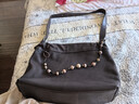 裘真植鞣羊皮云舒流浪包大容量垃圾袋通勤包休閑單肩斜挎hobo包女 咖啡色珠串套裝 曬單實(shí)拍圖