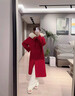 春乏紅色雙面絨呢子大衣女2025秋冬季新款結婚新娘大毛領(lǐng)毛呢外套女 紅色 XS 建議105斤以下 曬單實(shí)拍圖