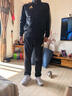 阿迪達斯（adidas）運動(dòng)套裝男秋冬跑步運動(dòng)套裝防風(fēng)夾克直筒褲兩件套 黑金 M 曬單實(shí)拍圖