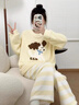 另塵奶黃色可愛(ài)小狗半邊絨睡衣女秋冬加厚保暖套頭珊瑚絨家居服可外穿 ZR4033 星星小熊 M 曬單實(shí)拍圖