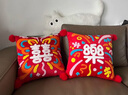 美若晨曦2026新年紅色抱枕套結婚喜慶過(guò)年客廳沙發(fā)靠墊福字腰枕馬年靠背 發(fā)財蝴蝶毛巾繡抱枕 枕套 45*45cm枕套 曬單實(shí)拍圖