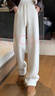 奧絲婕（Aosijie）高端品牌羊羔毛闊腿褲女2025秋冬新款百搭顯高加絨加厚直筒毛呢褲 米白色 （羊羔絨加絨加厚 L 【105-118斤】 曬單實(shí)拍圖