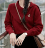 尚靜騏驥紅針織衫女25年冬新女裝慵懶風(fēng)愛(ài)心裝飾節日氛圍保暖毛衣女 曬單實(shí)拍圖