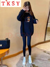 TKSY搭配鯊魚(yú)褲的上衣包臀中長(cháng)款衛衣打底衫女秋冬遮屁股內搭加絨加厚 龍貓女孩-黑色春秋/款 M 101-120斤 曬單實(shí)拍圖