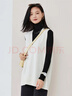 金菊100%綿羊毛秋冬新年紅品寬松外搭純色V領(lǐng)中長(cháng)款女式背心馬甲 白色 XL (170/92A) 曬單實(shí)拍圖