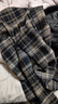 浪莎藏青色加絨格子褲女冬季2025新款高腰垂感闊腿褲休閑加厚毛呢褲 曬單實(shí)拍圖