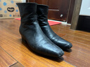 妙麗（Millies）真皮羊皮時(shí)裝靴女舒適百搭通勤切爾西瘦瘦靴加絨短靴女 黑色 37 曬單實(shí)拍圖