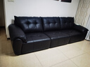 全友家居 復古風(fēng)頭層牛皮沙發(fā)客廳家用大黑熊真皮藝實(shí)木框架直排沙發(fā) 曬單實(shí)拍圖