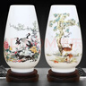 傲世景德鎮陶瓷器中式擺件客廳裝飾品玄關(guān)工藝品辦公室茶室博古架花瓶 鶴鹿同春福桶對瓶+底座+證書(shū) 曬單實(shí)拍圖