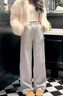 棠暖灰色衛褲女春秋2026新款加長(cháng)彎刀休閑運動(dòng)褲寬松bf慵懶風(fēng)闊腿褲子 淺花灰常規 S 建議（80-95斤）選 曬單實(shí)拍圖