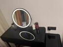 嘀噠生活 DIDA LIFE圓形化妝鏡旋轉帶燈智能led梳妝鏡大號臥室桌面高級感梳妝臺鏡子 50CM【黑色旋轉插電款】超巨大鏡面（三色燈光） 曬單實(shí)拍圖