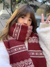 多菲尼森費爾島風(fēng)新年紅雙面針織仿羊絨圍巾女冬季氛圍感百搭披肩保暖圍脖 費爾島圍巾雪花-紅色 曬單實(shí)拍圖