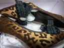 千百度蝴蝶結豹紋超高跟鞋女秋季新款細跟淺口單鞋 棕色 39 (245mm) 曬單實(shí)拍圖