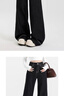 百圖betu女裝2025秋季新款牛仔闊腿高腰顯瘦潮流明線(xiàn)撞色褲子2509X01 黑色 S 曬單實(shí)拍圖