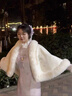 啄木鳥(niǎo)2025秋冬新款披肩女仿水貂絨加厚斗篷百搭婚慶禮服披風(fēng)保暖短外搭 白色 80-160斤可穿 均碼 曬單實(shí)拍圖