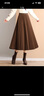 白鹿語(yǔ)秋冬高腰厚款百褶裙微彈壓褶A字針織長(cháng)款半身裙 咖色 S  曬單實(shí)拍圖