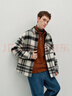 森馬（Semir）王安宇|商場(chǎng)同款|毛呢外套男冬格子襯衫25復古上衣101725118103 曬單實(shí)拍圖