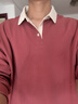 馬登工裝 美式復古撞色polo衛衣學(xué)院風(fēng)翻領(lǐng)長(cháng)袖T恤男士春季針織打底衫 臟紅色 M 曬單實(shí)拍圖