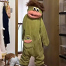丹榕詩(shī) DRONSHIH大嘴怪連體睡衣保暖加厚珊瑚絨衣家居服毛絨睡袍情侶衣服連體睡衣 綠色搞怪大嘴連帽連體 M 建議100-130斤（155-165） 曬單實(shí)拍圖