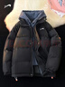 貴人鳥(niǎo)假兩件羽絨棉服男秋冬季加厚保暖冬裝休閑棉衣 黑色 XL 曬單實(shí)拍圖