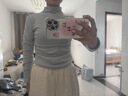 燦圖德絨半高領(lǐng)長(cháng)袖t恤女春季修身內搭磨毛打底衫韓系褶皺顯瘦上衣服  淺灰色 M 【建議105-120斤】 曬單實(shí)拍圖