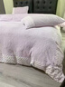 水星系列家紡冬季牛奶絨四件套防靜電雙面絨膚裸睡床單床笠款高克重床上用品 蓓蕾紫【不掉毛 防靜電】  床笠款 1.8m  四件套-200*230被套 曬單實(shí)拍圖