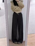 棠暖灰色休閑西褲女2026年超火新款早春加厚加絨直筒闊腿褲羊毛呢褲子 加絨款深灰色 L 130-150斤 曬單實(shí)拍圖