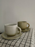 九土粗陶咖啡杯帶碟套裝創(chuàng  )意咖啡杯簡(jiǎn)約家用下午茶杯子帶碟情侶水杯 青斑黃 曬單實(shí)拍圖