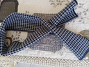 秋冬新款領(lǐng)巾護頸單色千鳥(niǎo)格圍巾休閑保暖針織交叉巾短款男女圍脖 千鳥(niǎo)格小領(lǐng)巾：藏青 曬單實(shí)拍圖