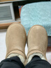 山石匠人周冬雨同款雪地靴羊皮毛一體超保暖百搭短靴加絨厚底薄底棉鞋 栗色 加絨 厚底 ZH001-1 39 曬單實(shí)拍圖