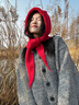 偶森紅色巴拉克拉法帽子女冬季保暖毛線(xiàn)帽圍巾一體連帽圍脖針織帽秋冬 曬單實(shí)拍圖