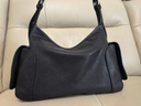 裘真新年禮物 植鞣羊皮逍遙hobo包單肩斜挎包休閑復古大容量通勤包女 黑色-小號羊皮 曬單實(shí)拍圖