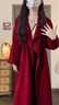 GARNUO紅色雙面羊毛大衣女秋冬季結婚訂婚禮服新娘敬酒服小個(gè)子毛呢外套 紅色 S 【85-110斤】 曬單實(shí)拍圖