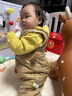嘟嘟家寶寶連體衣秋冬加絨嬰兒開(kāi)檔背帶褲冬款加厚新生兒哈服冬裝 卡其 80cm 曬單實(shí)拍圖