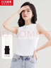 紅豆居家（Hodohome）女士條紋顯瘦打底吊帶衫可外穿棉背心女2件裝 氣質(zhì)白+魅惑黑 L 曬單實(shí)拍圖