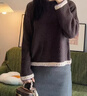 DGOV韓系美拉德感圓領(lǐng)毛衣女秋季加厚外穿軟糯寬松慵懶風(fēng)針織衫 咖色版 S 建議80-100斤 曬單實(shí)拍圖