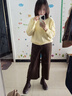 塔馳密司2026春季新款時(shí)尚通勤加厚拉毛保暖八分闊腿褲休閑褲女褲 咖色 XL 曬單實(shí)拍圖