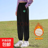 兒童三層夾棉褲冬季女童加絨褲子一條過(guò)冬外穿保暖加厚秋冬運動(dòng)褲 黑色 愛(ài)心繡花棉褲 140 建議身高：125-135 曬單實(shí)拍圖