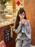 南木熊毛衣女假兩件針織衫外套2026年春秋新款慵懶撞色高級感開(kāi)衫上衣 藍灰色均碼【80-120斤】 均碼 曬單實(shí)拍圖