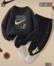 NIKE 耐克男童運動(dòng)套裝秋季純棉 2025新款女童秋裝兒童兩件套童裝潮流 正黑色 【100%純棉】 140 /S 【建議身高128-140cm】 曬單實(shí)拍圖